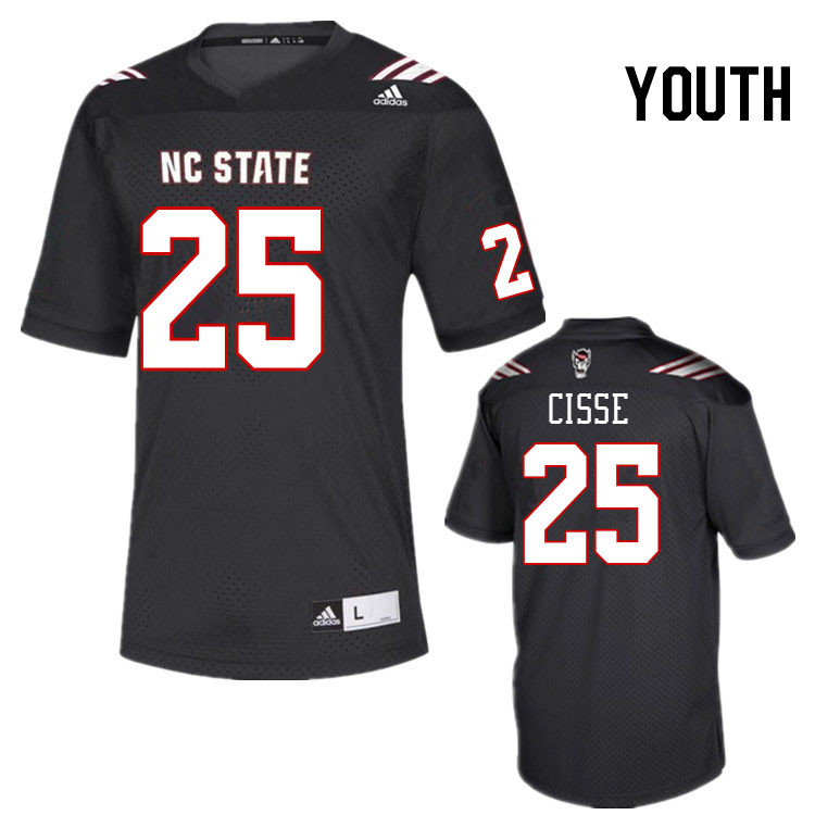 Youth #25 Brandon Cisse North Carolina State Wolfpacks College Football Jerseys Stitched-Black
